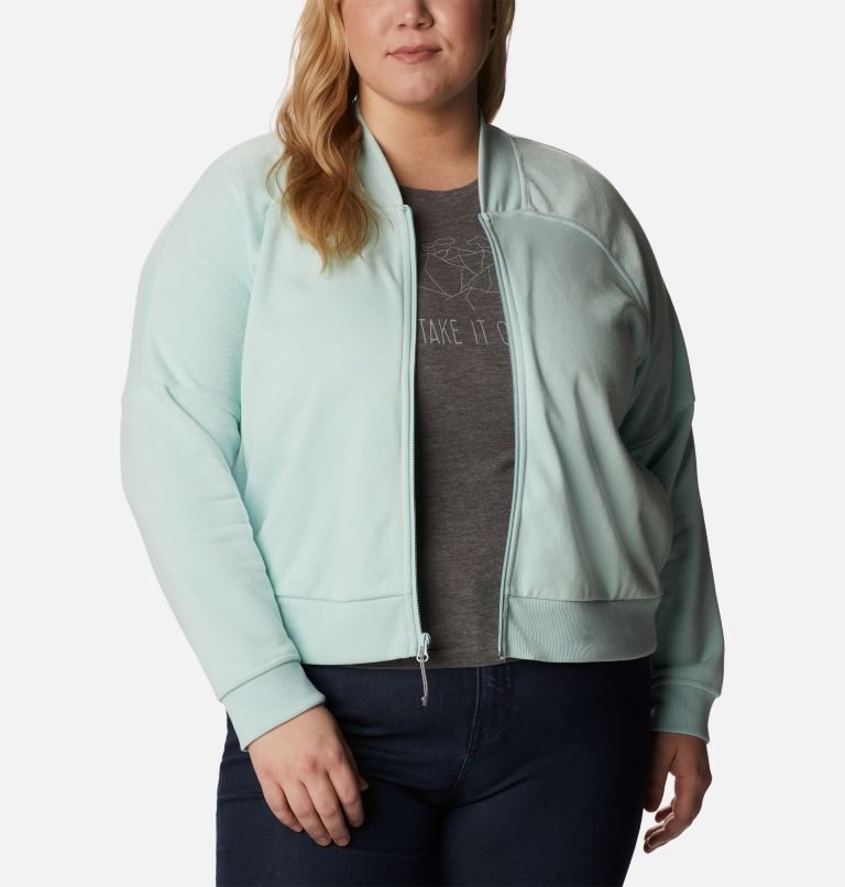 Jacheta Columbia Lodge French Terry Full Zip Dama Verde Menta | Plus Size US8A09Z1M